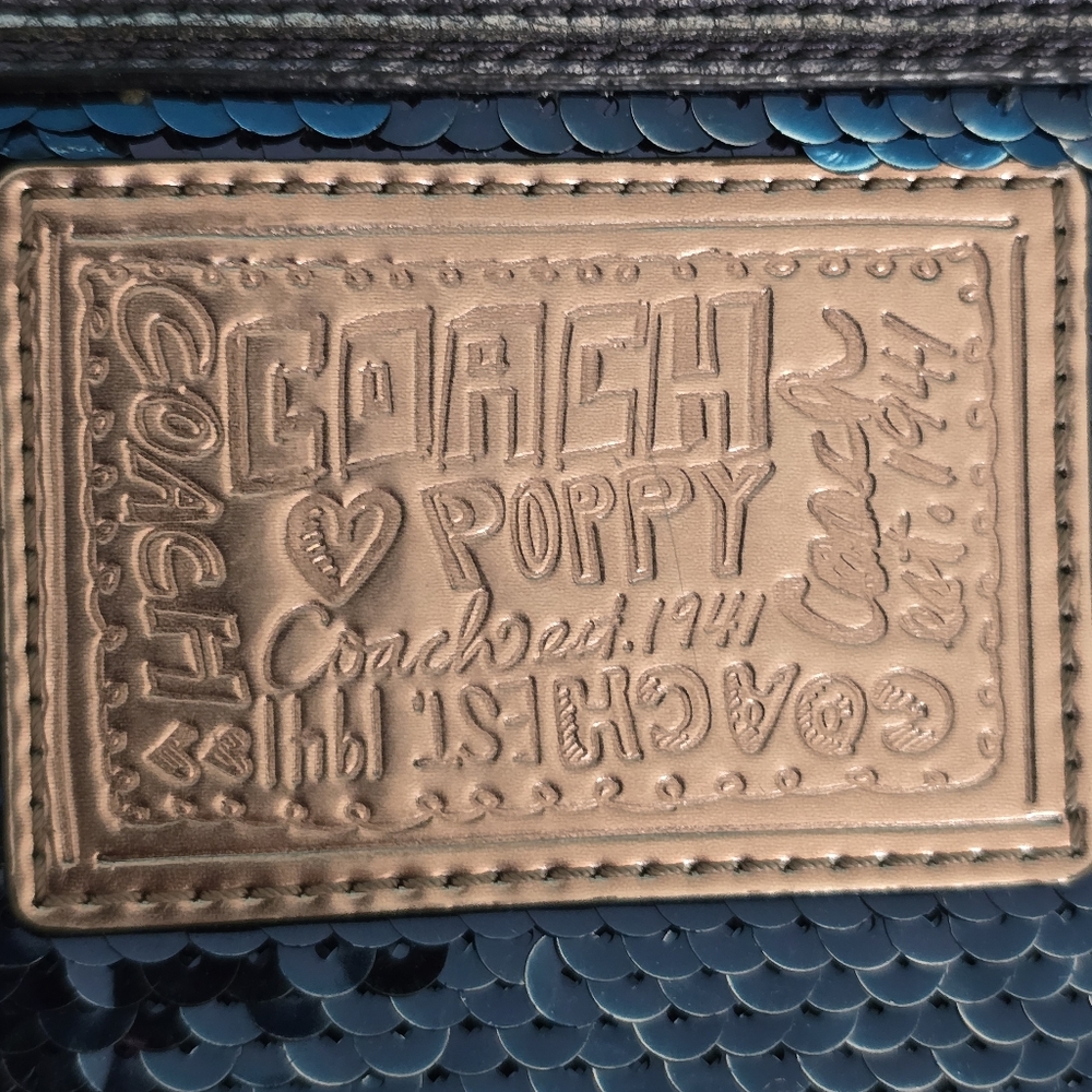 Coach Bag - Poppy By Coach - Blue Sequin Wristlet - Picture 6 of 6